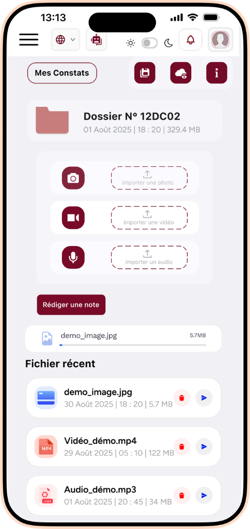 Interface gestion étude