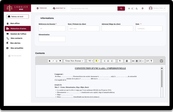 Lahalex Notaire Interface